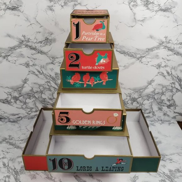 Harry & David Twelve Days Christmas Tower Drawer Box - Picture 2 of 10